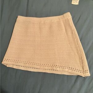 La Hearts Beige Crochet Mini Skirt